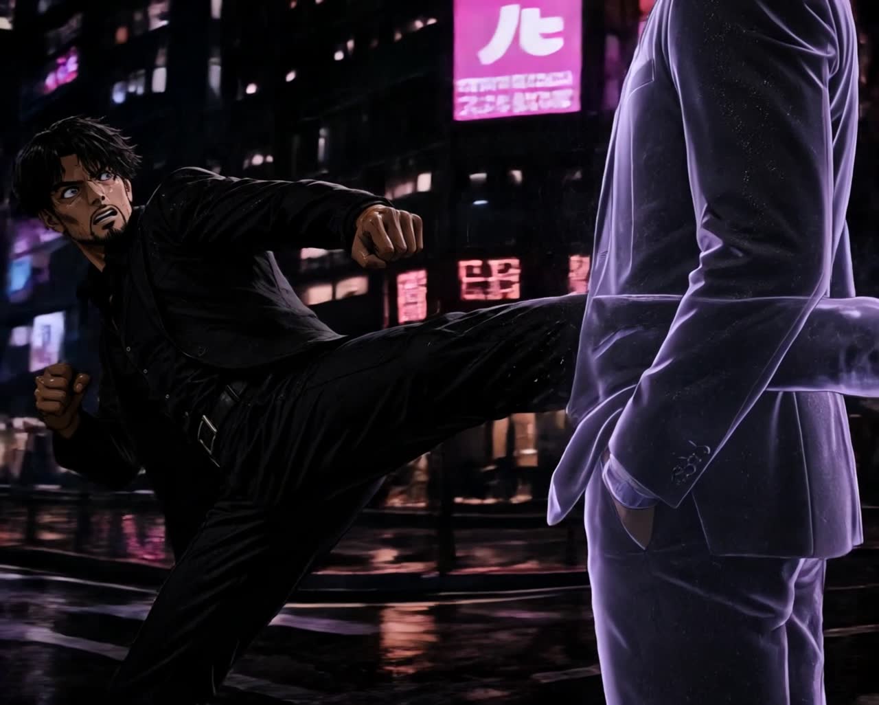 Adam facing an opponent who phases